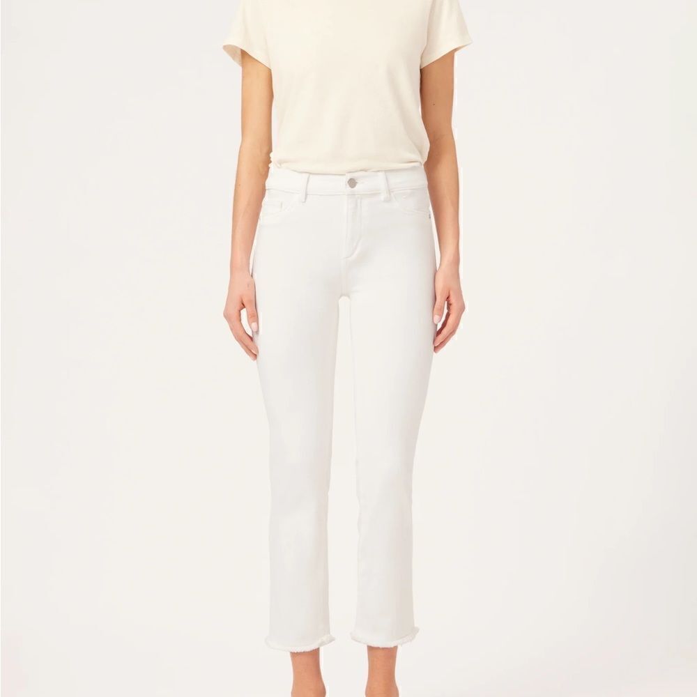 Dl1961 Mara Straight Mid Rise Instasculpt Ankle White Jeans - Size 24w